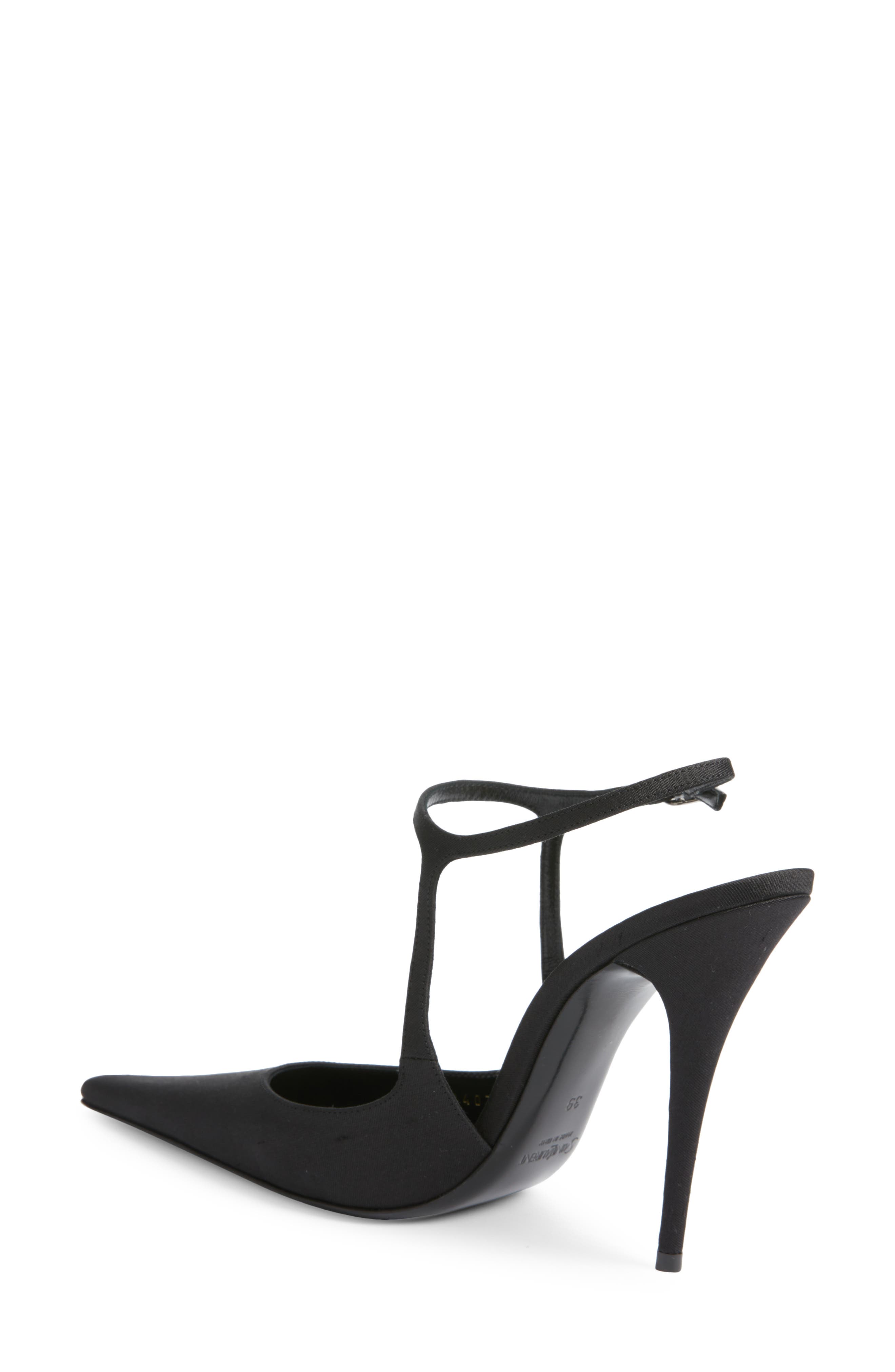 Saint Laurent Doville Ankle Strap Pump, Alternate, color, Noir