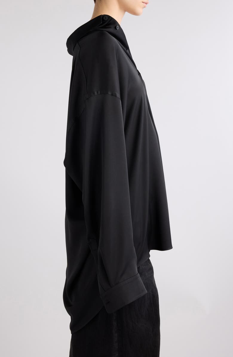 Balenciaga BB Oversize Fluid Twill Button-Up Shirt, Alternate, color, 1000 Black