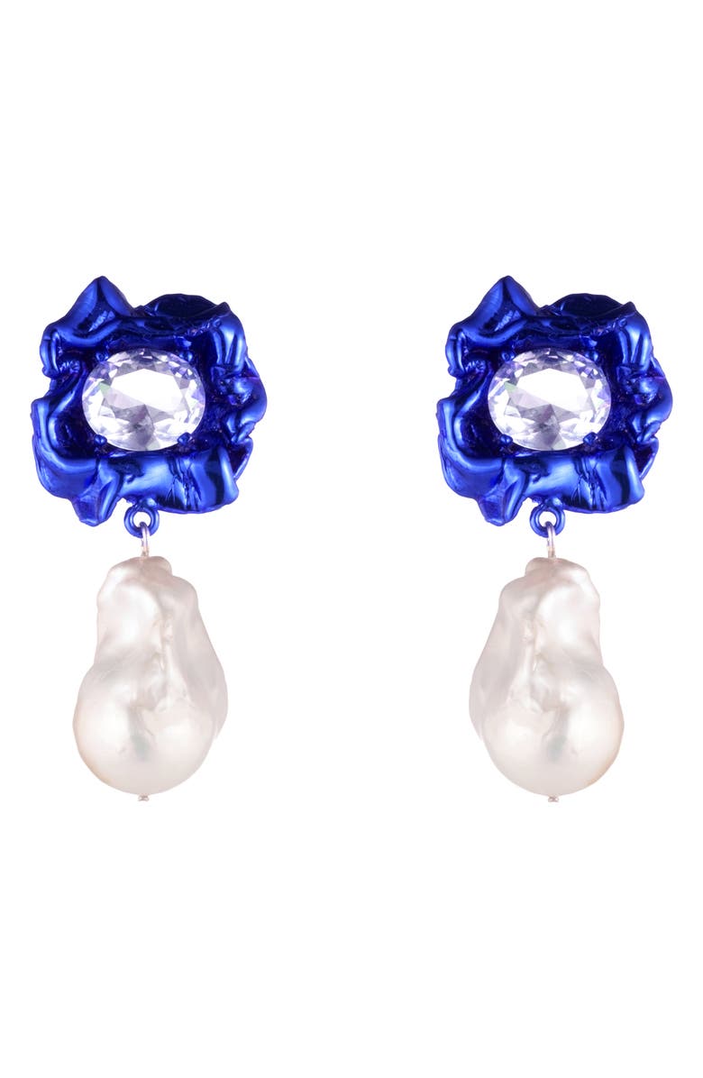 Sterling King Lola Floral Baroque Pearl Drop Earrings, Main, color,