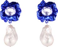 Sterling King Lola Floral Baroque Pearl Drop Earrings