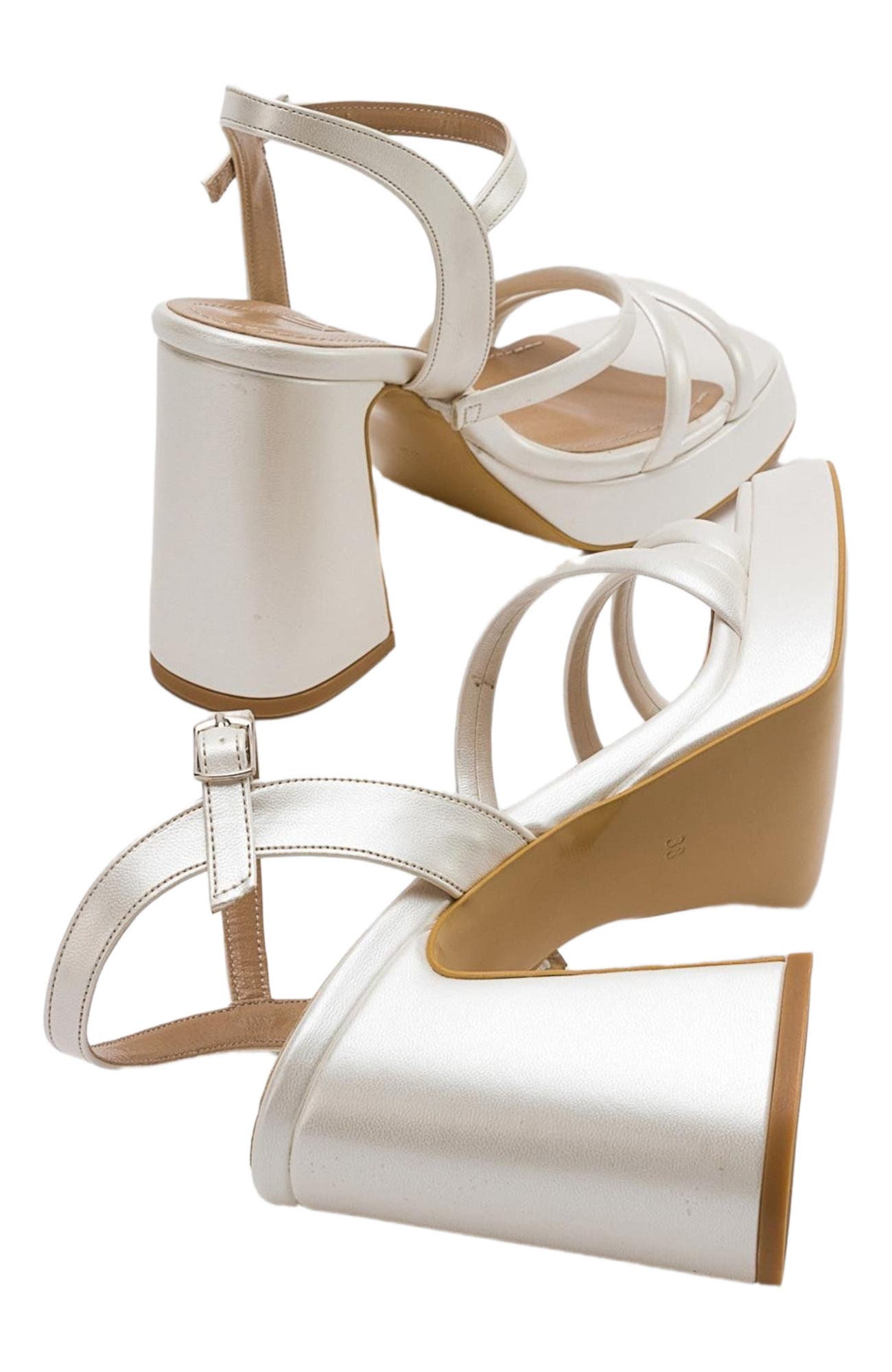 Heas Platform Sandal, Alternate, color, Ivory Faux Leather