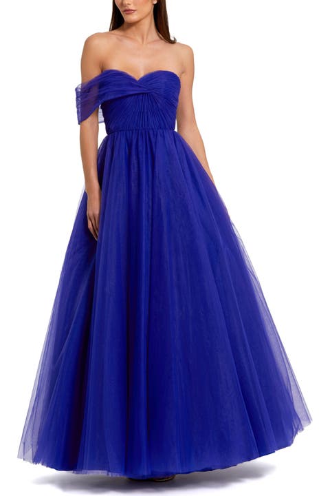 Strapless Off the Shoulder Bustier Ball Gown