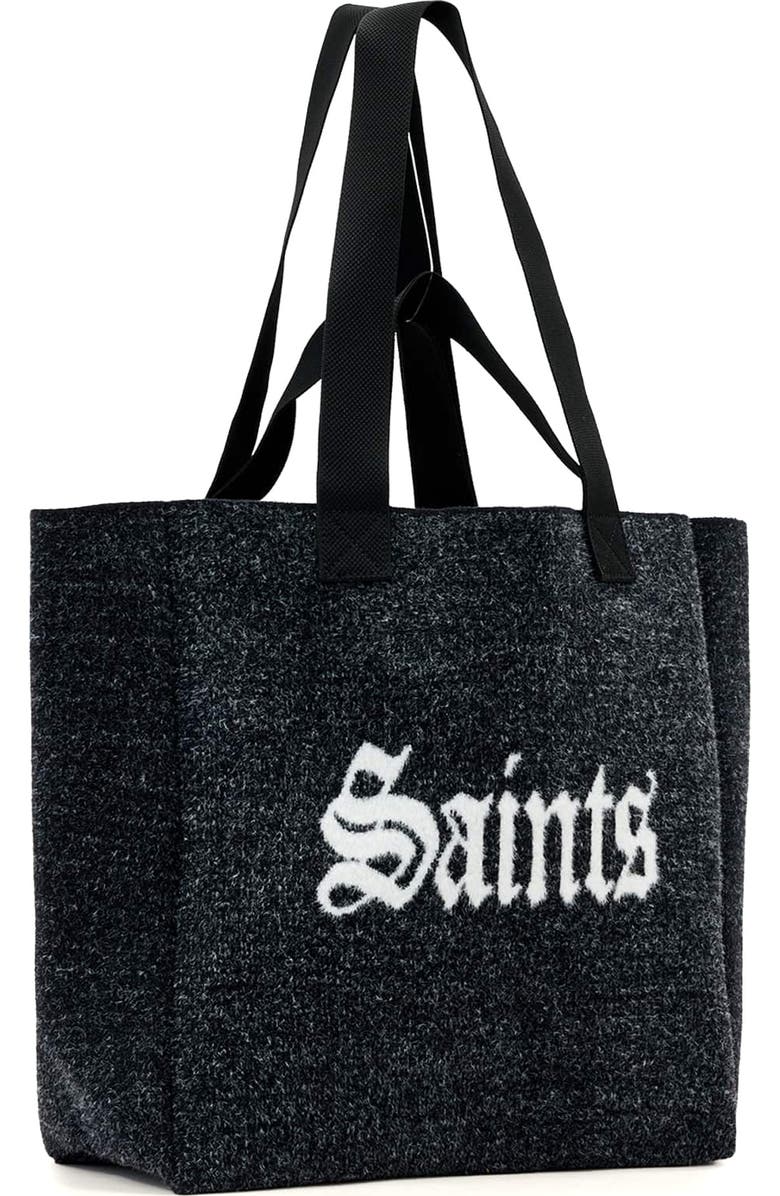 AllSaints Izzy Fuzzy Sinners/Saints Tote, Alternate, color, Black
