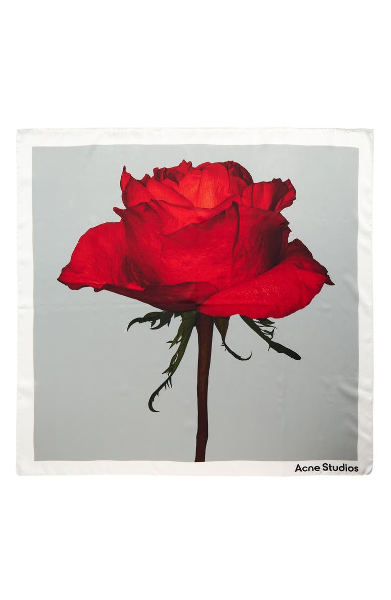 Acne Studios Vasco Rose Midsummer Silk Square Scarf, Main, color, White Red