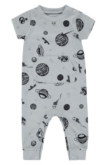 Nike Space Swoosh Short Sleeve Romper In Gray