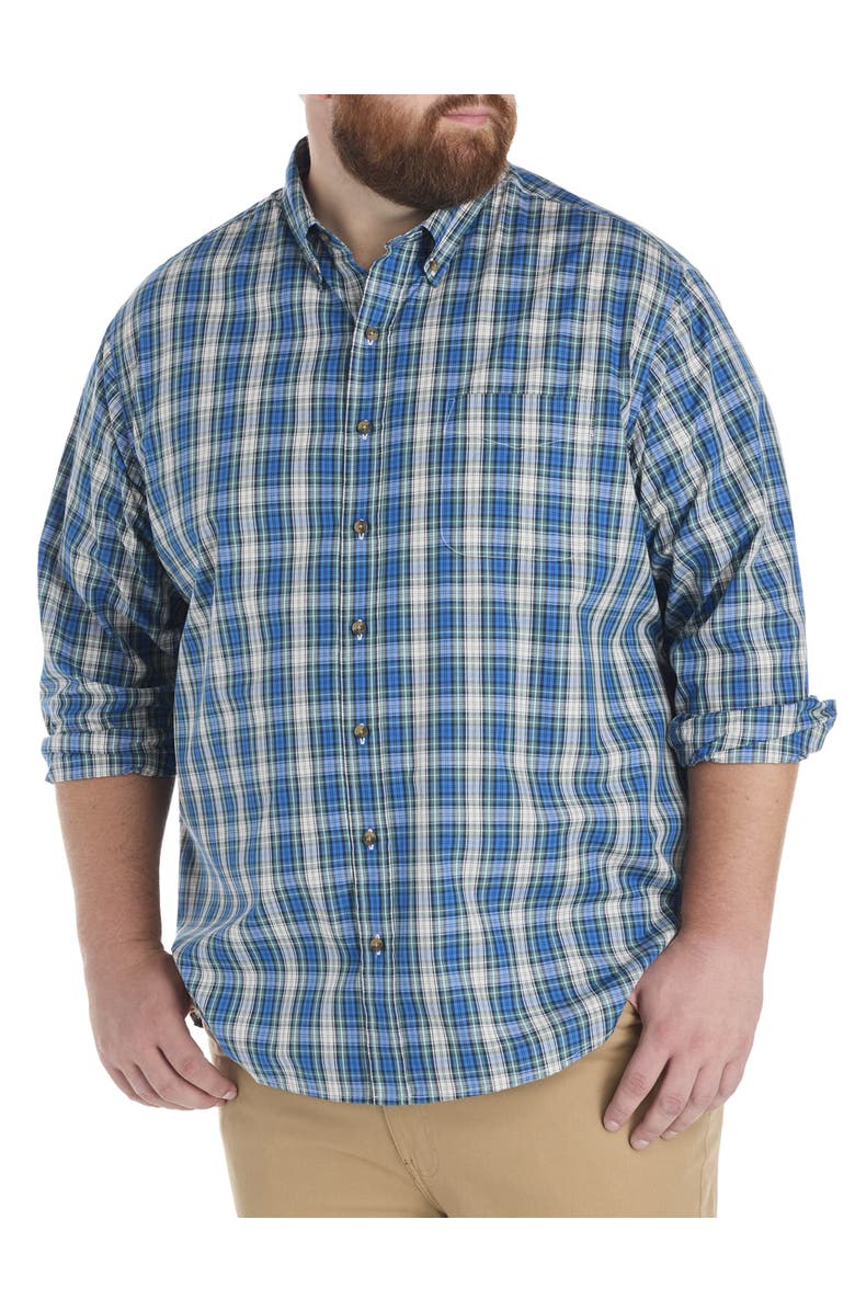 Harbor Bay by DXL Big & Tall Easy-Care Small Plaid Sport Shirt, Main, color, Multi