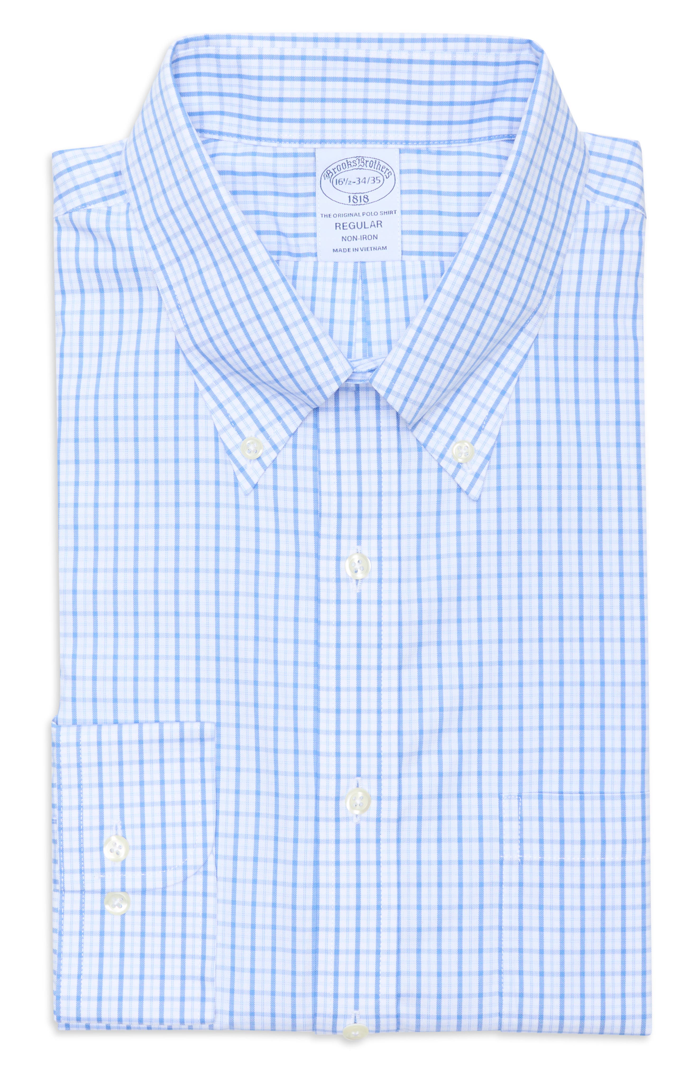 Brooks Brothers Regular Fit Non-Iron Plaid Cotton Dress Shirt