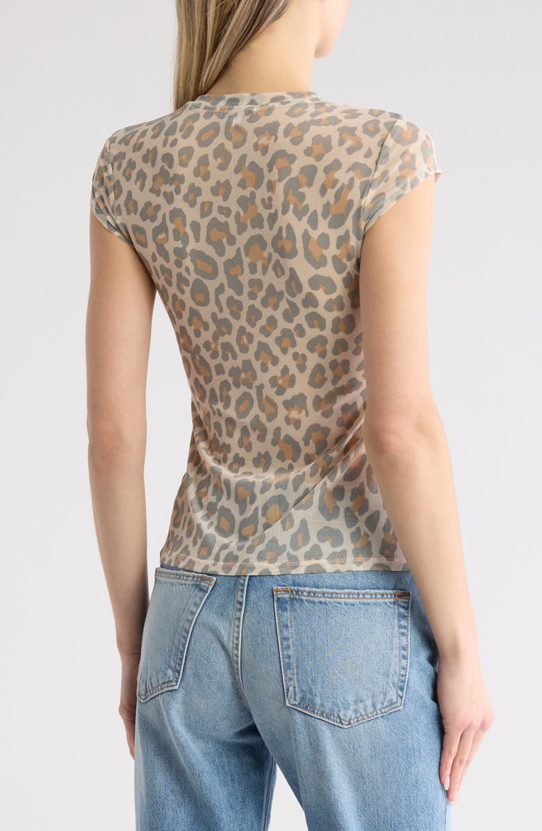AFRM Guiza Short Sleeve Mesh Top, Alternate, color, Sand Animal