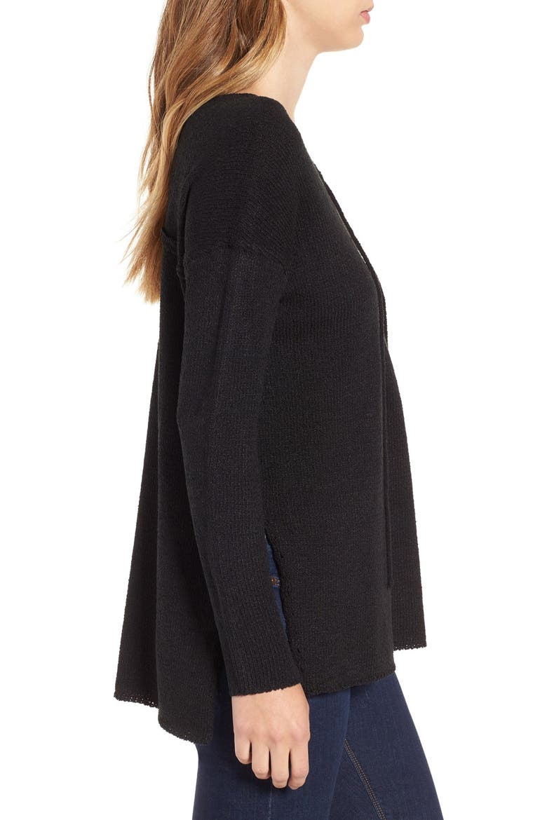 ASTR Lace-Up Sweater, Alternate, color, BLACK