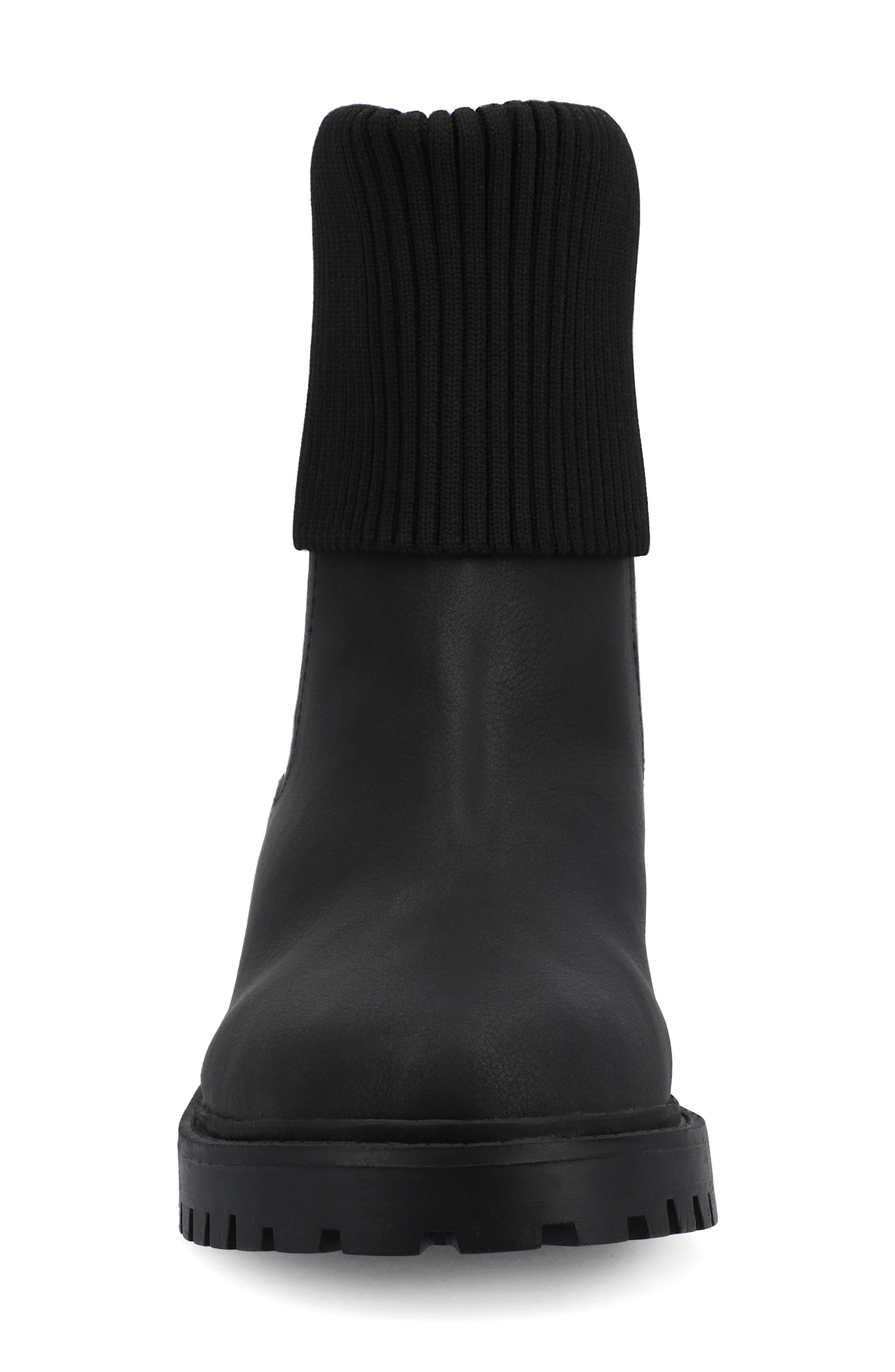 Journee Collection Isabeau Knit Collar Chelsea Boot - Wide Width Available, Alternate, color, Vintage/ Black