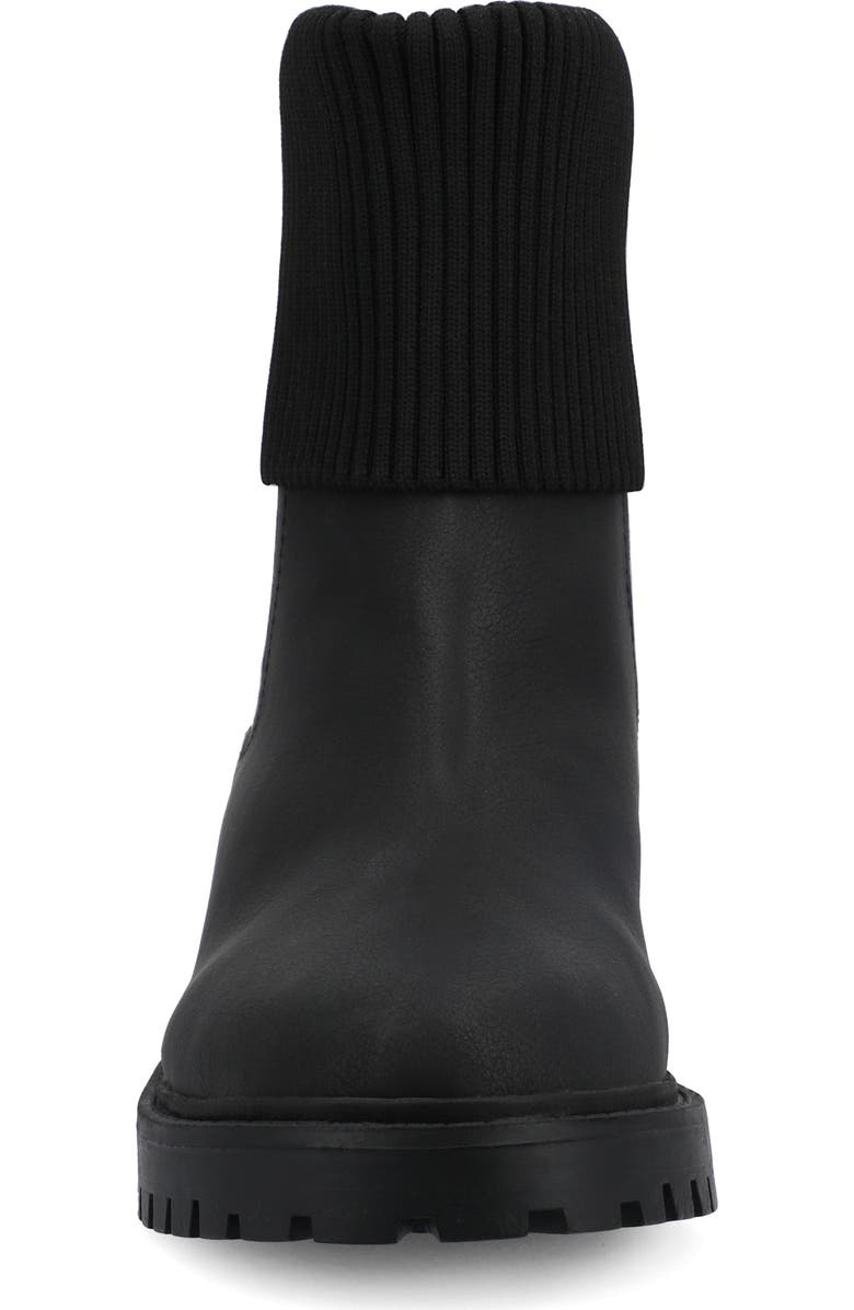 Journee Collection Isabeau Knit Collar Chelsea Boot - Wide Width Available, Alternate, color, Vintage/ Black