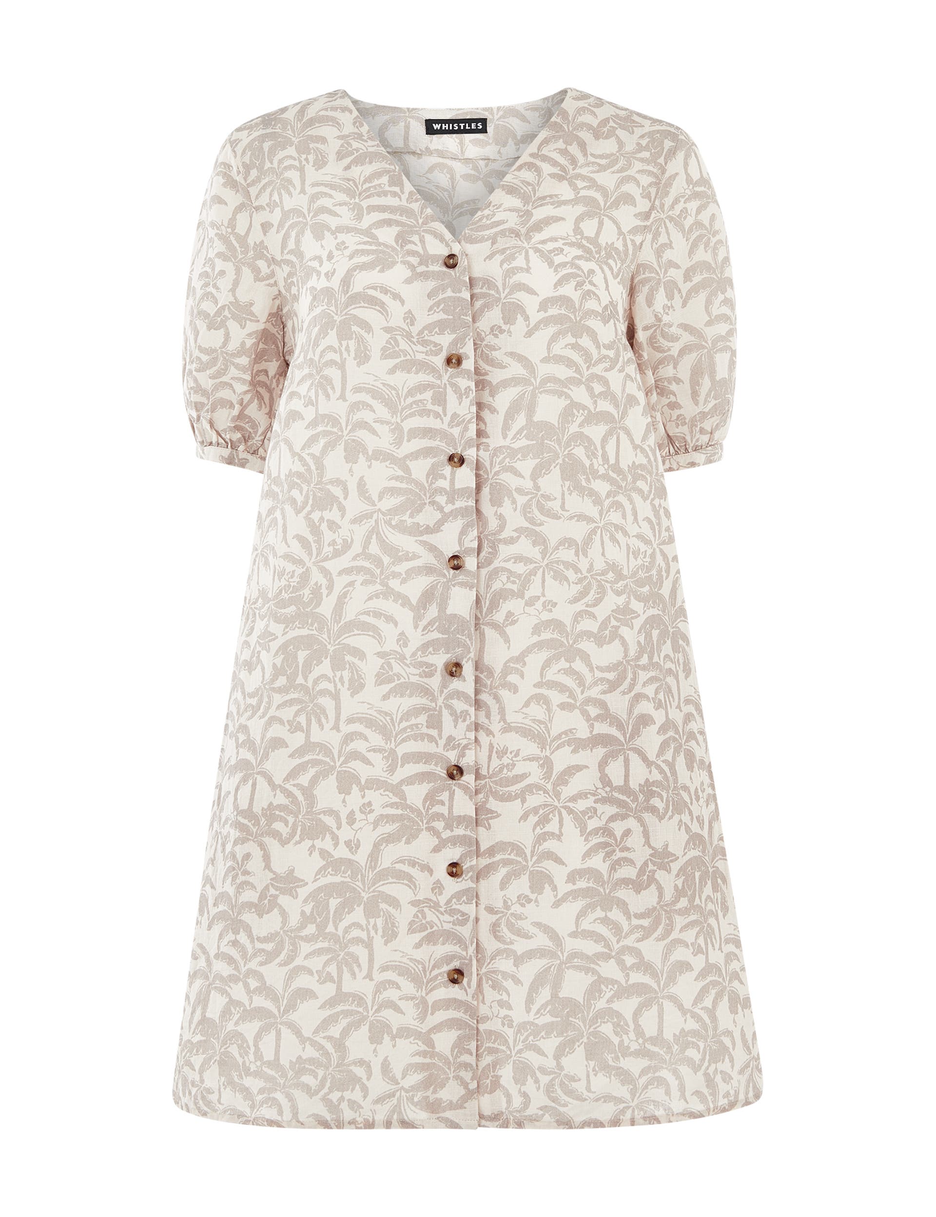 Palm Print Linen Blend Mini Dress - image 2