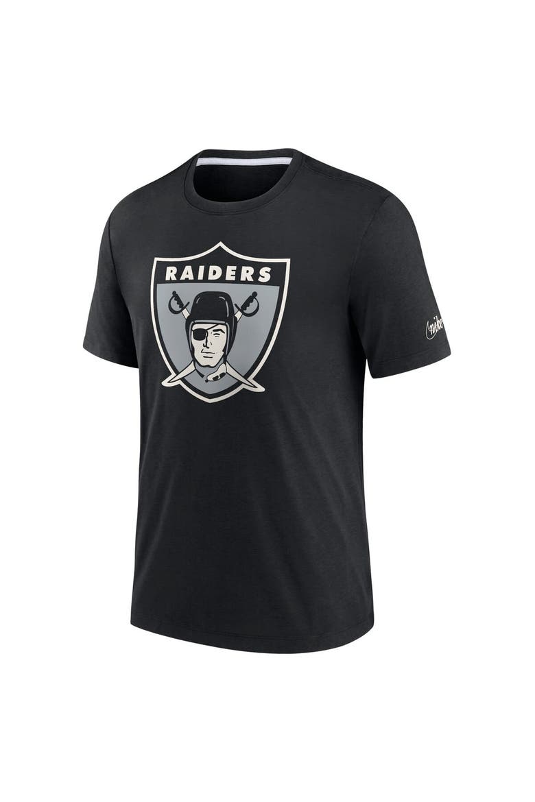 Men's Nike Black Las Vegas Raiders Rewind Playback Logo Tri-Blend T-Shirt, Alternate, color, Black