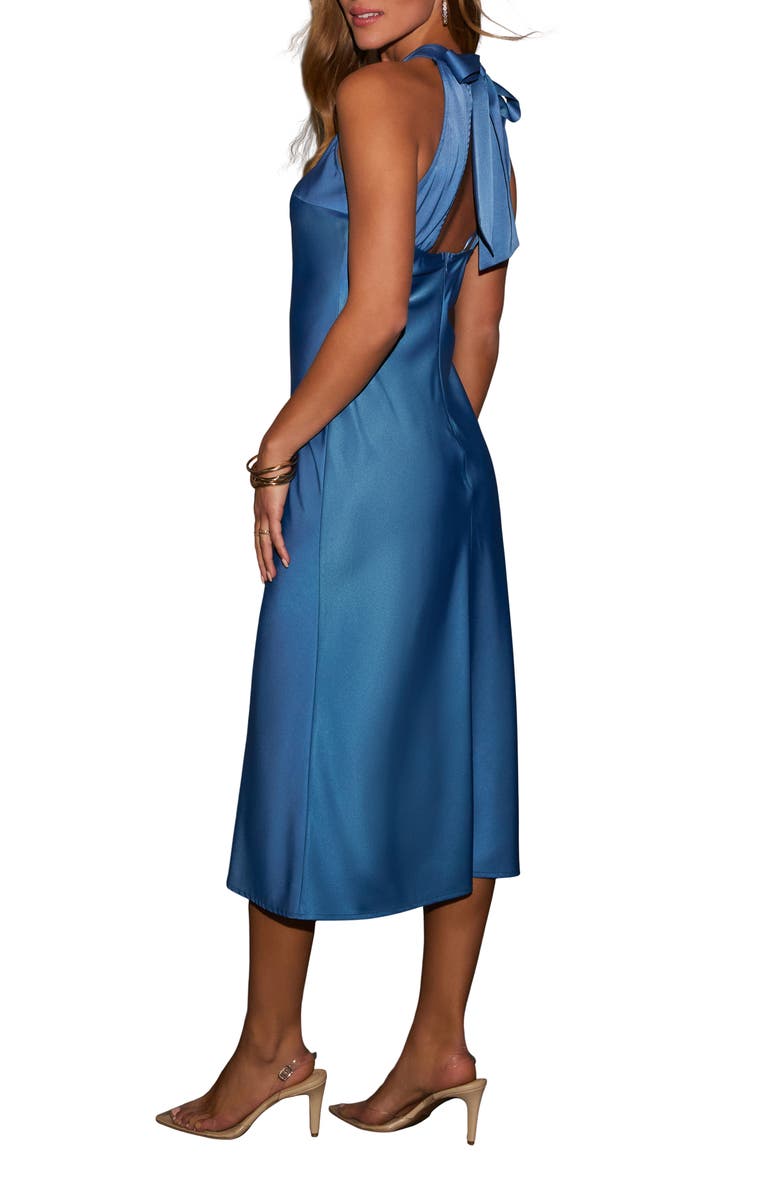 VICI Collection Hollyn Halter Neck Satin Cocktail Midi Dress, Alternate, color, 