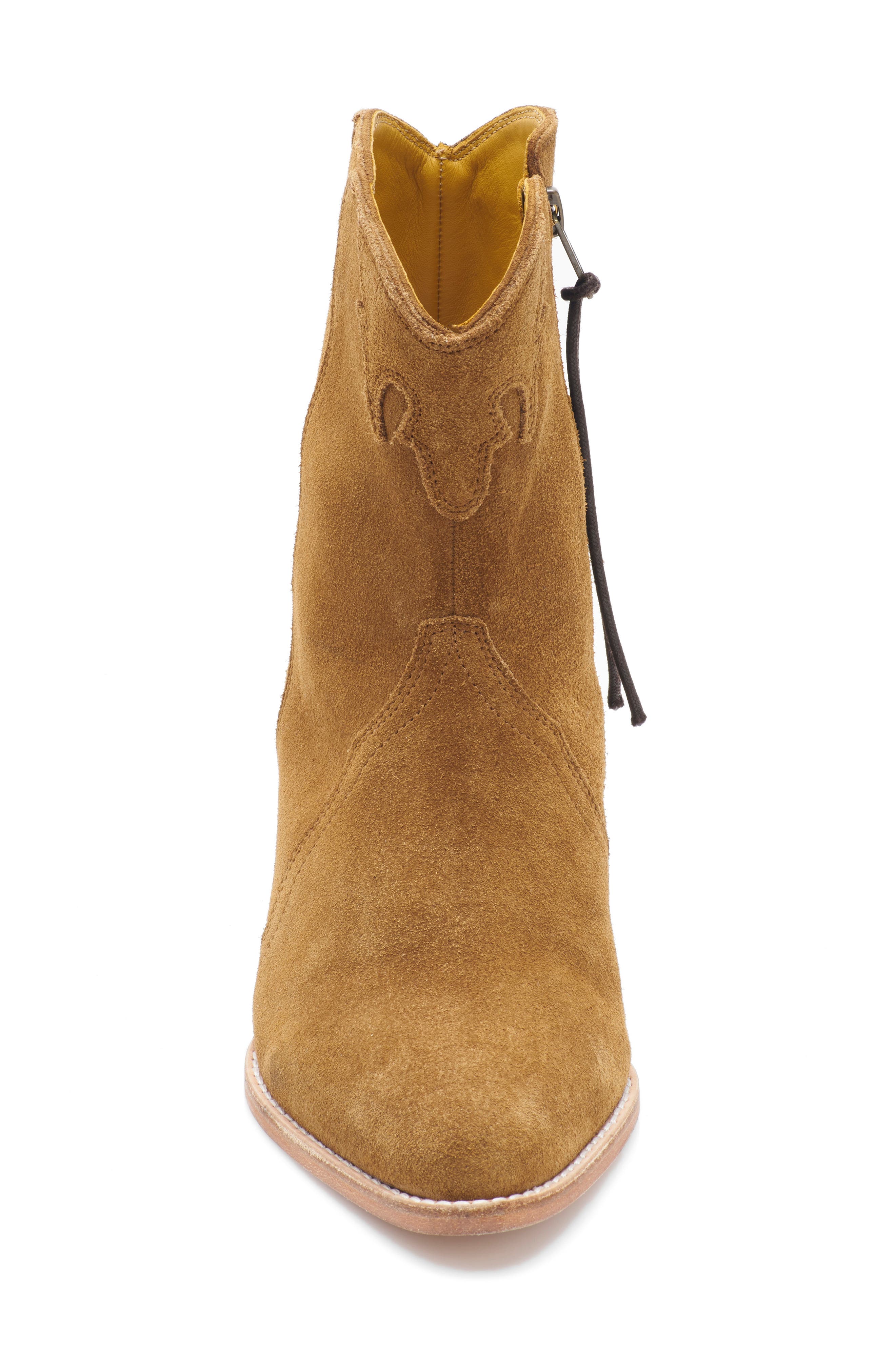 Free People New Frontier Western Bootie, Alternate, color, Camel Suede