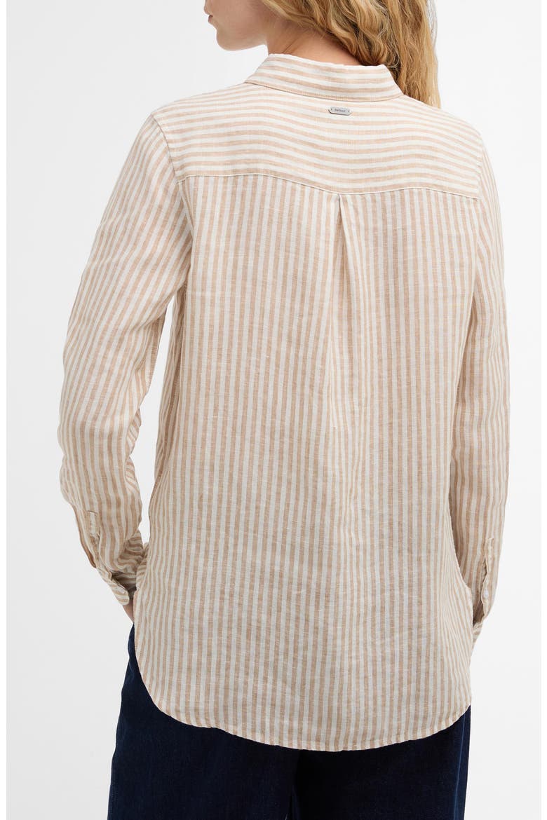 Marine Linen Button-Up Shirt, Alternate, color, PINK STRIPE