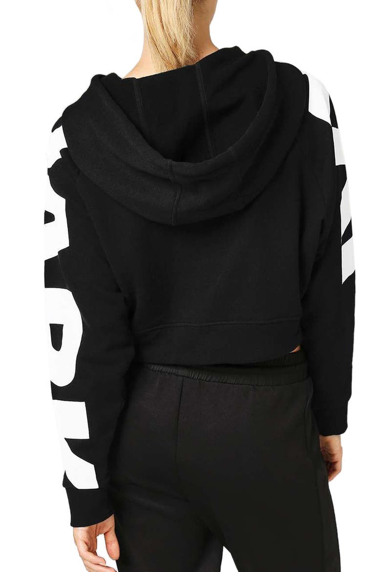 Logo Boxy Crop Hoodie, Alternate, color, BLACK