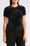 T Tahari Short Sleeve Eyelash Sweater