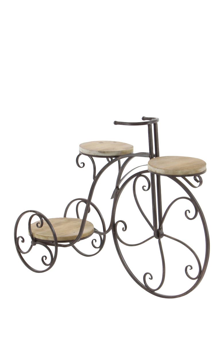 SONOMA SAGE HOME Brown Metal Indoor & Outdoor 2-Tier Bike Plant Stand ...