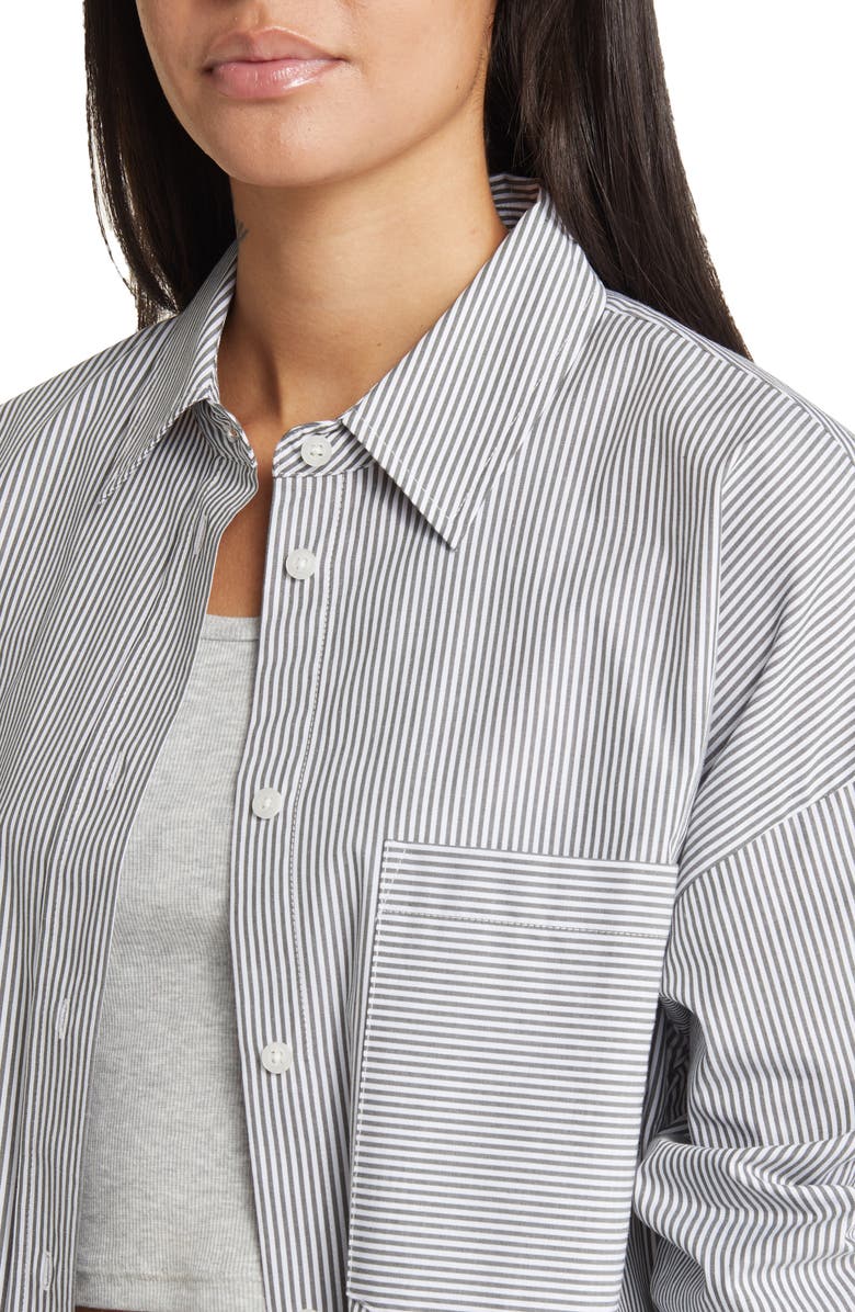 BP. Stripe Oversize Cotton Button-Up Shirt, Alternate, color,