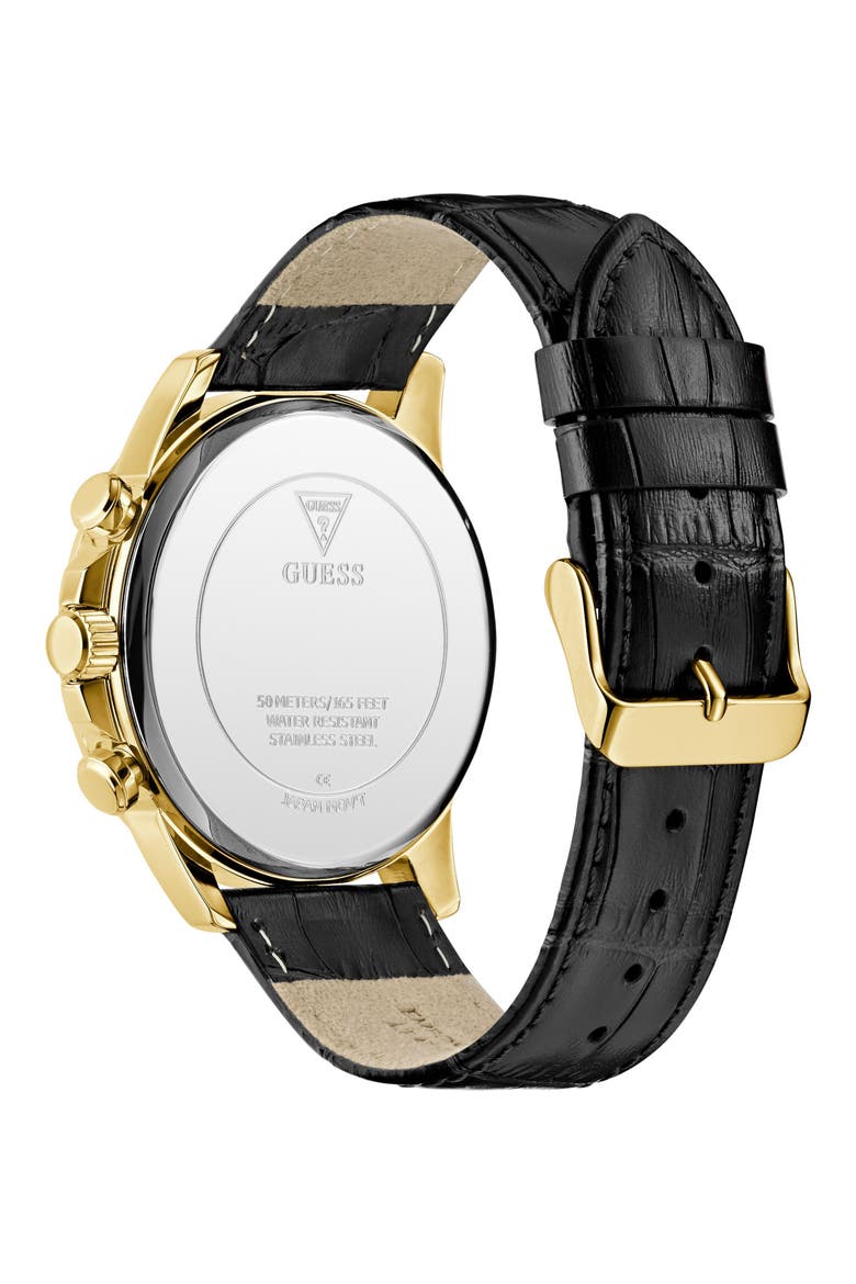 Walker Green Dial Multifunction Leather Strap Watch, 44mm, Alternate, color, BLACK