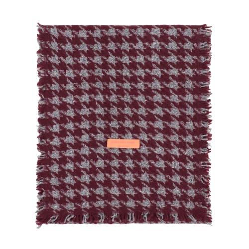 Lost Pattern Nyc "houndstooth" Cashmere Scarf In Burgundy