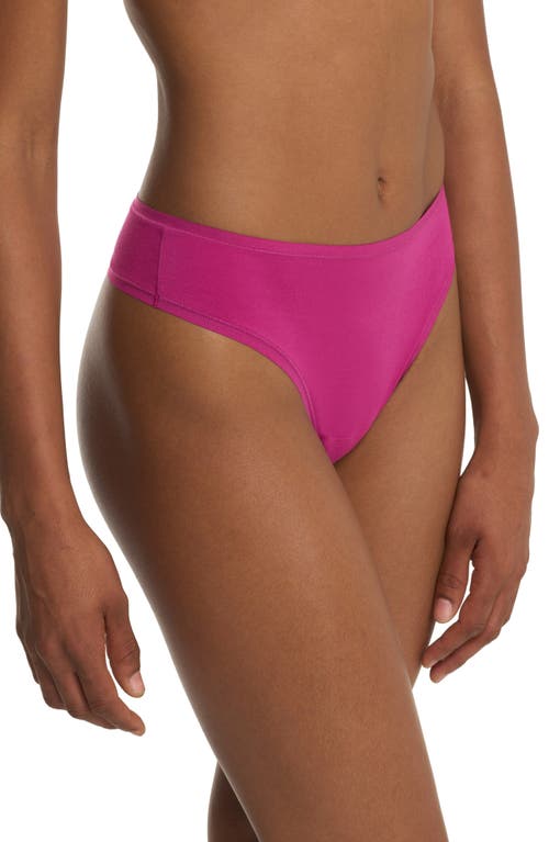 Natori Bliss Bare Stretch Cotton Thong In Pink