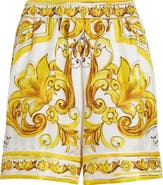 Dolce&Gabbana Majolica Print Silk Pajama Shorts