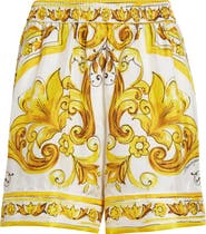 Dolce&Gabbana Majolica Print Silk Pajama Shorts