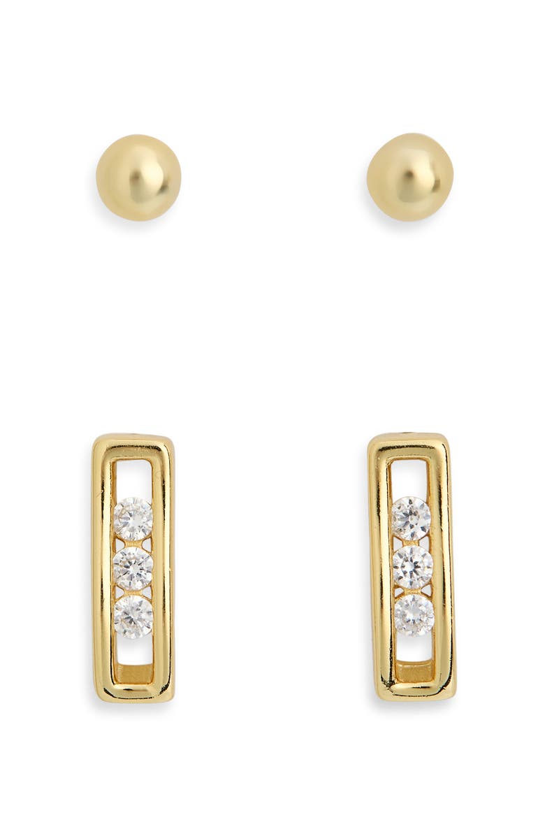 ARGENTO VIVO Cubic Zirconia Frame & Stud Earrings Set, Main, color, Gold