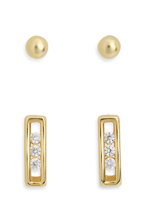 Cubic Zirconia Frame & Stud Earrings Set