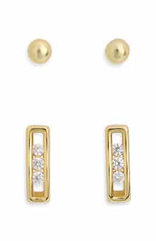 ARGENTO VIVO Cubic Zirconia Frame & Stud Earrings Set
