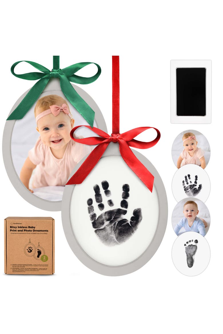 Bitsy Inkless Baby Print and Photo Ornaments, Main, color, Oval/Cloud Gray