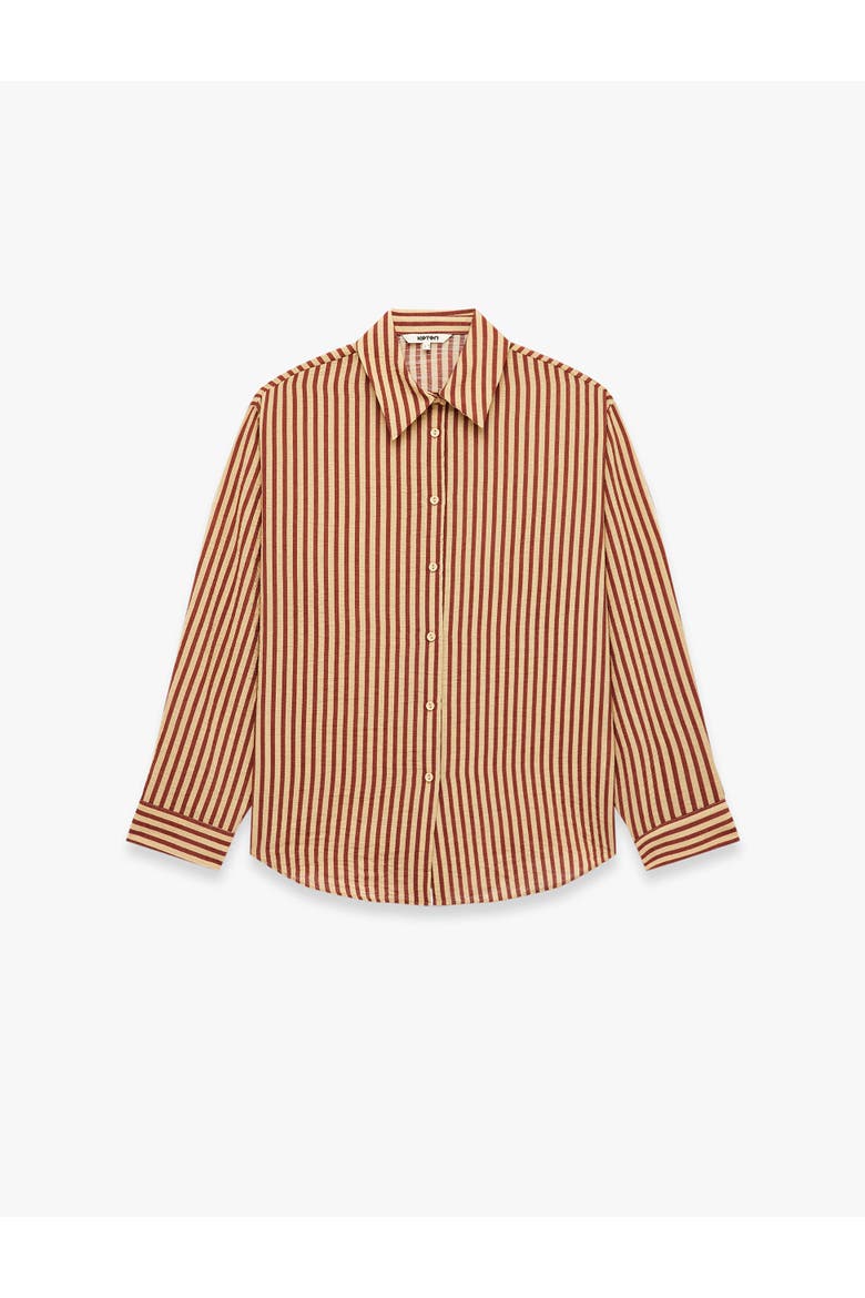 Long Sleeve Striped Shirt, Alternate, color, BROWN STRIPE