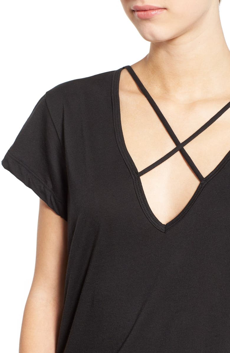 LNA V-Neck Strap Detail Cotton Tee, Alternate, color, 
