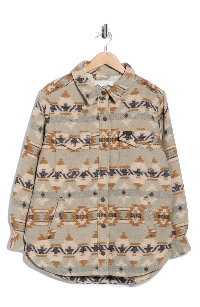 Wrangler Retro Cotton Jacquard Shacket, Main, color, Green Multi