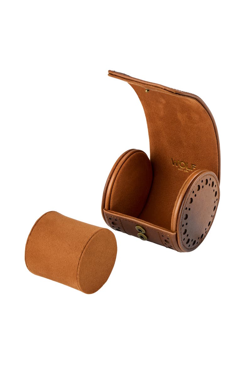 Brogue Single Watch Roll, Alternate, color, Burnished Brown