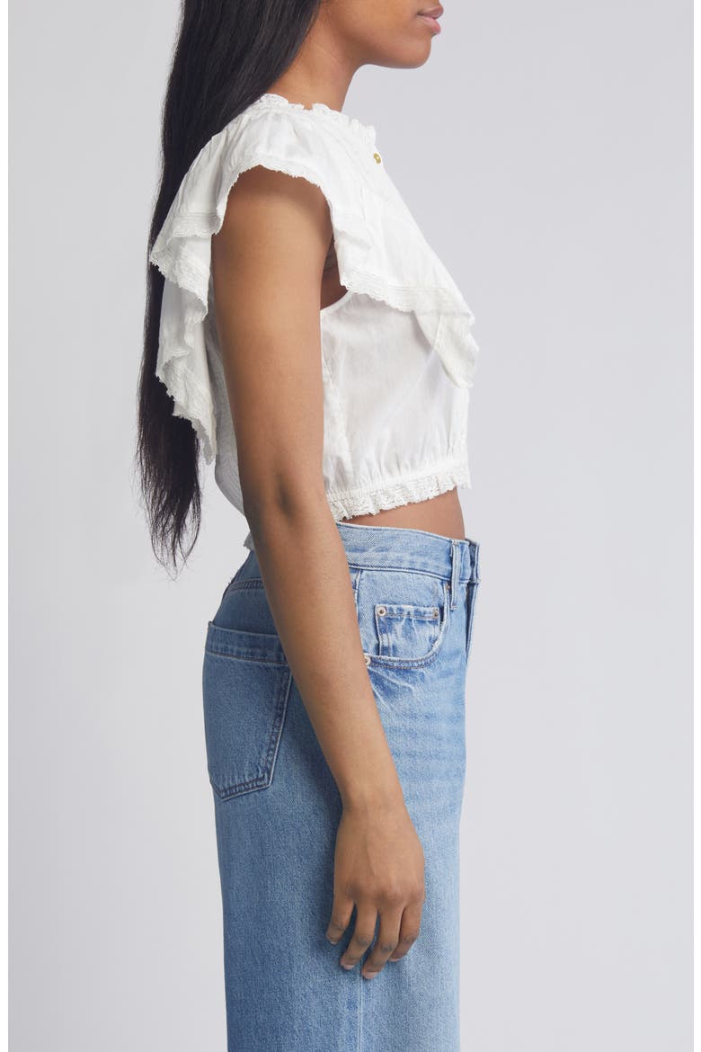 Nora Lace Ruffle Crop Top, Alternate, color, ANTIQUE WHITE