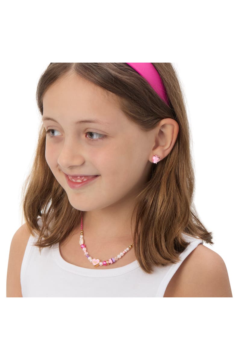 Juicy Couture Kids Pastel Beaded Heart Necklace, Alternate, color, Gold, Pink