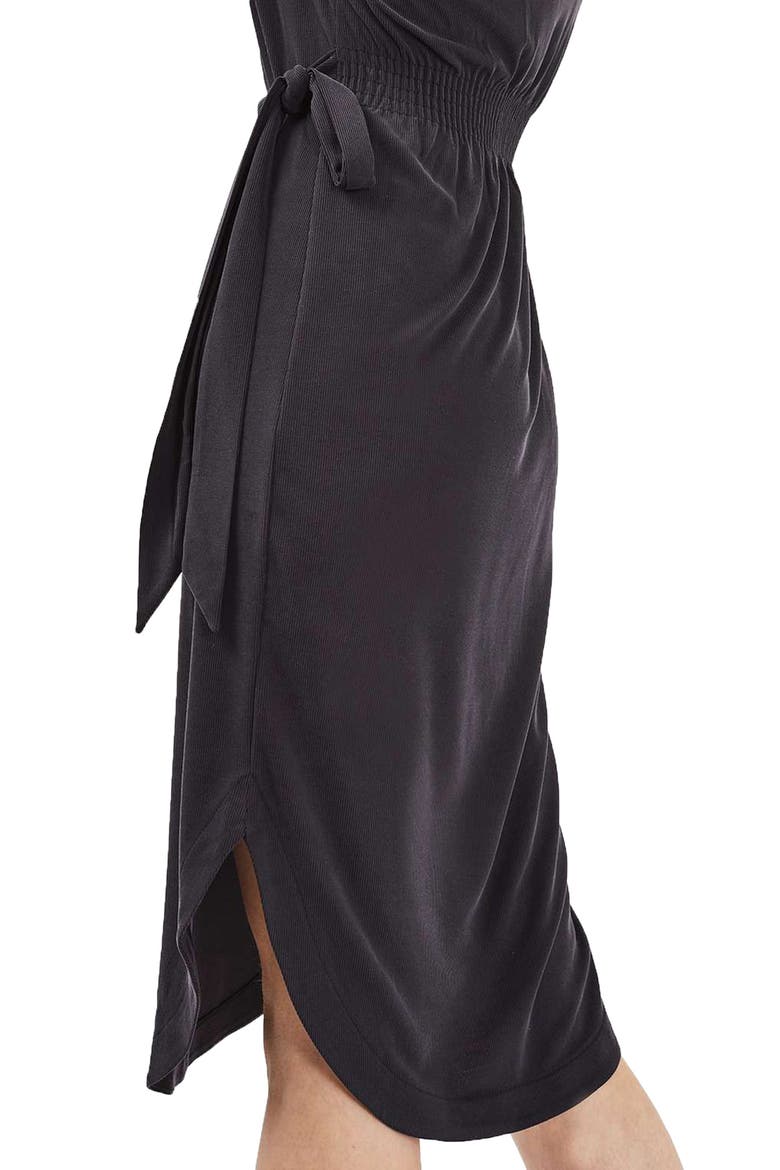 Ribbed Midi Dress, Alternate, color, BLACK