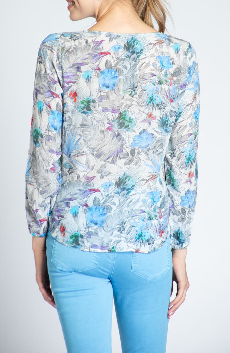 APNY Print V-Neck Tie Front Chiffon Top, Alternate, color, Grey Multi