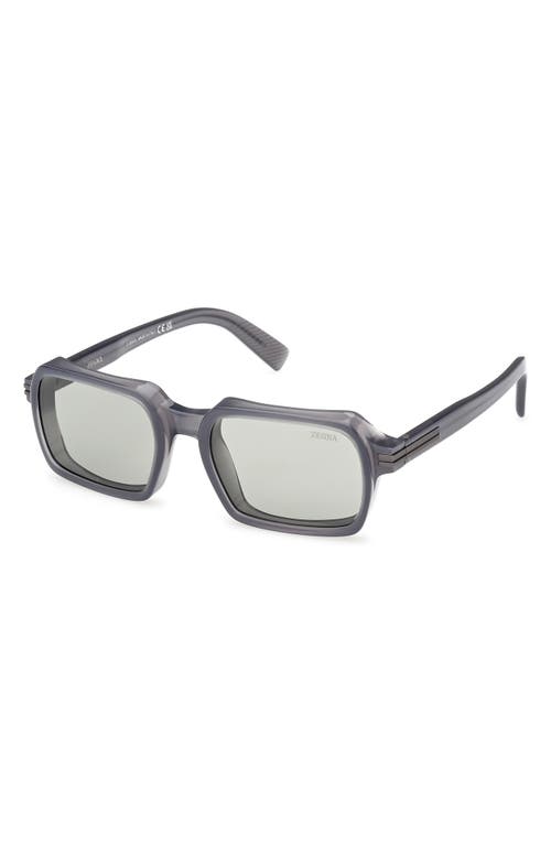 Zegna 55mm Rectangular Polarized Sunglasses In Neutral