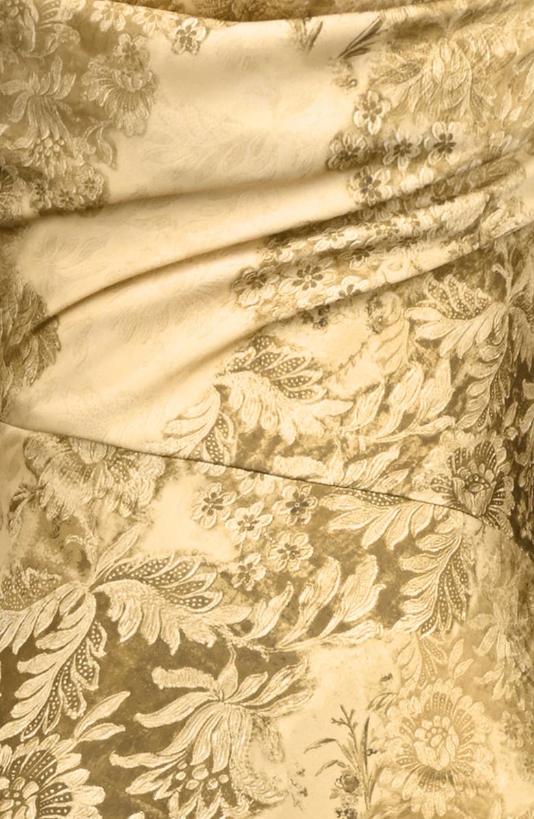 HOUSE OF CB Nalani Floral Satin Burnout Gown, Alternate, color, Gold