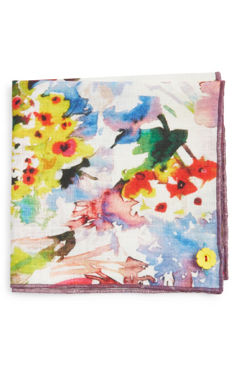 CLIFTON WILSON Floral Cotton Pocket Square, Main, color, 