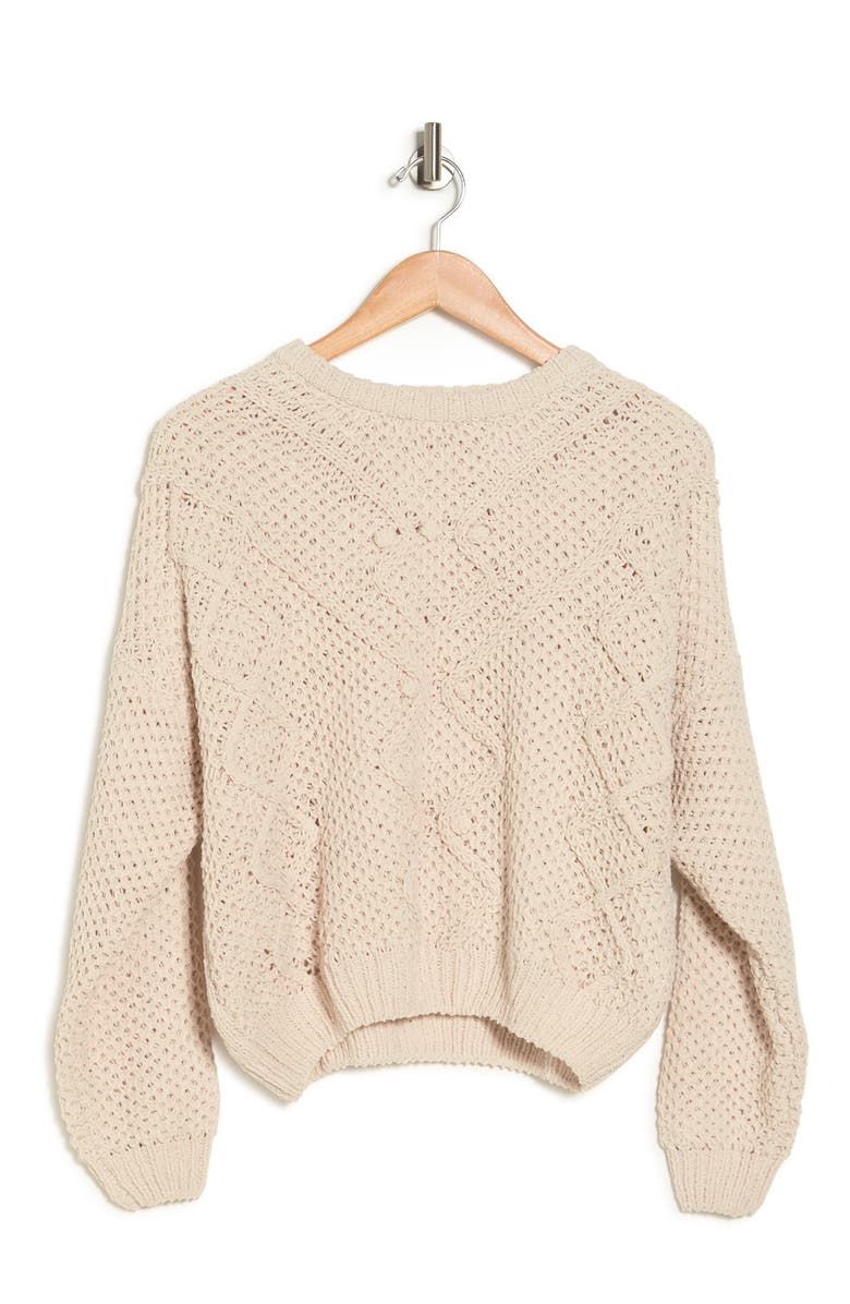 Love Tree Cable Knit Dolman Crop Sweater, Alternate, color,