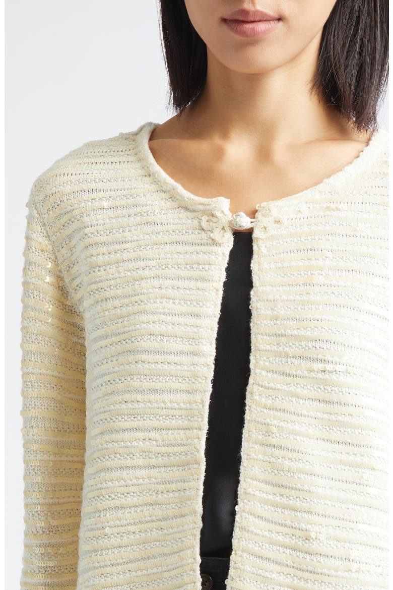 Spotlight Sequin Virgin Wool Swing Cardigan, Alternate, color, IVORY