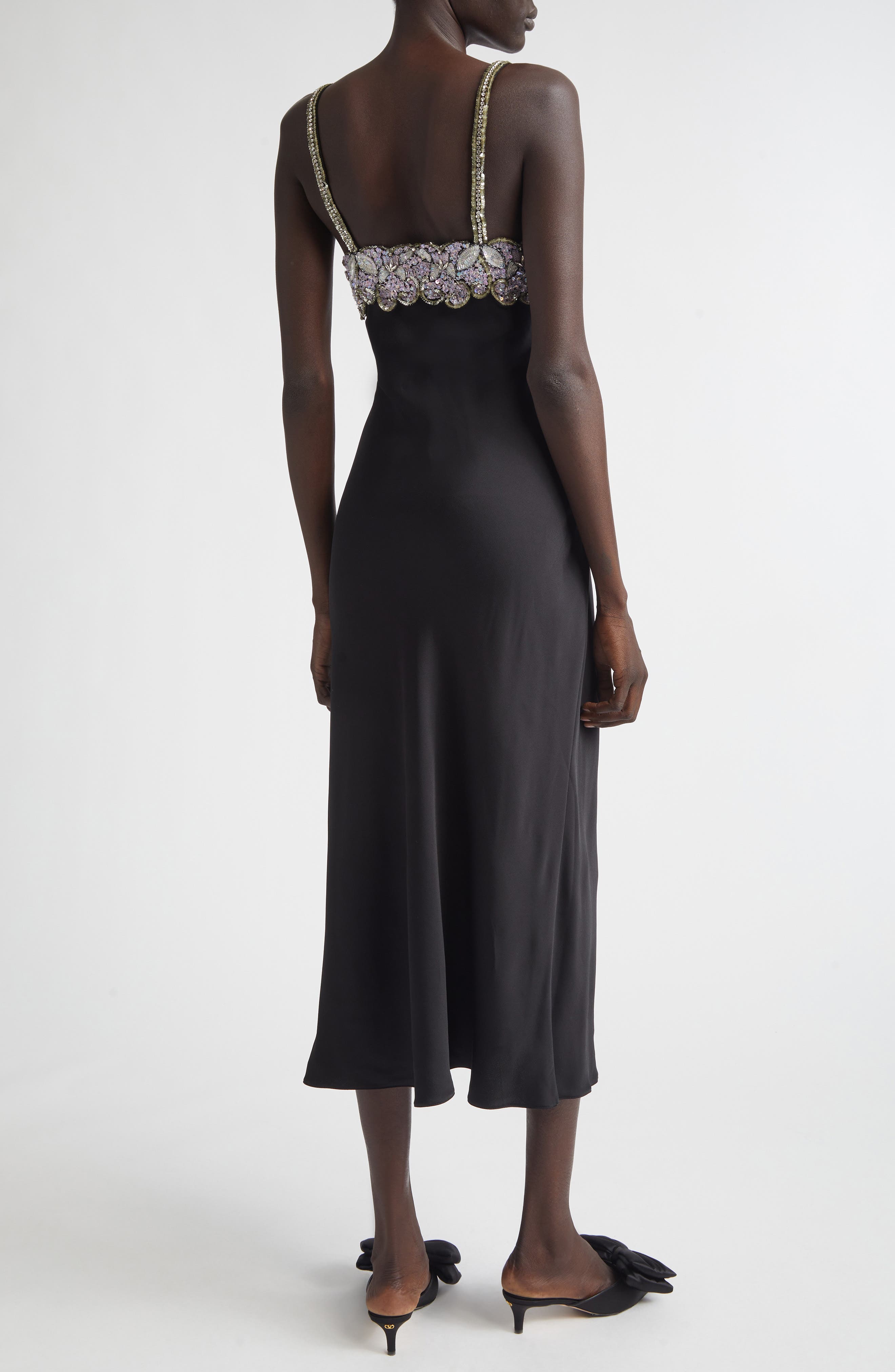 Embellished Satin Cocktail Dress - image 2