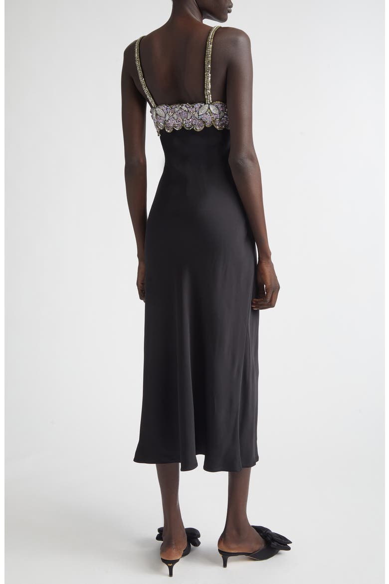 Embellished Satin Cocktail Dress, Alternate, color, BLACK/ SILVER