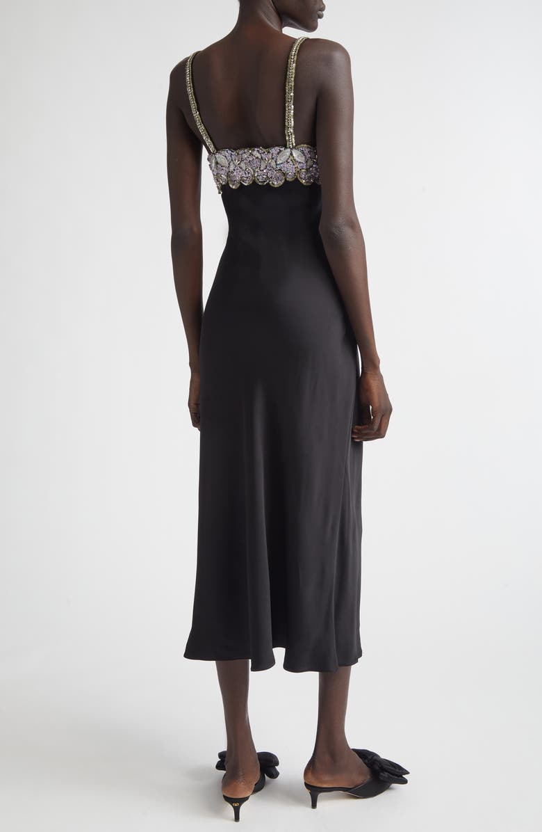 Valentino Embellished Satin Cocktail Dress, Alternate, color, Black/ Silver
