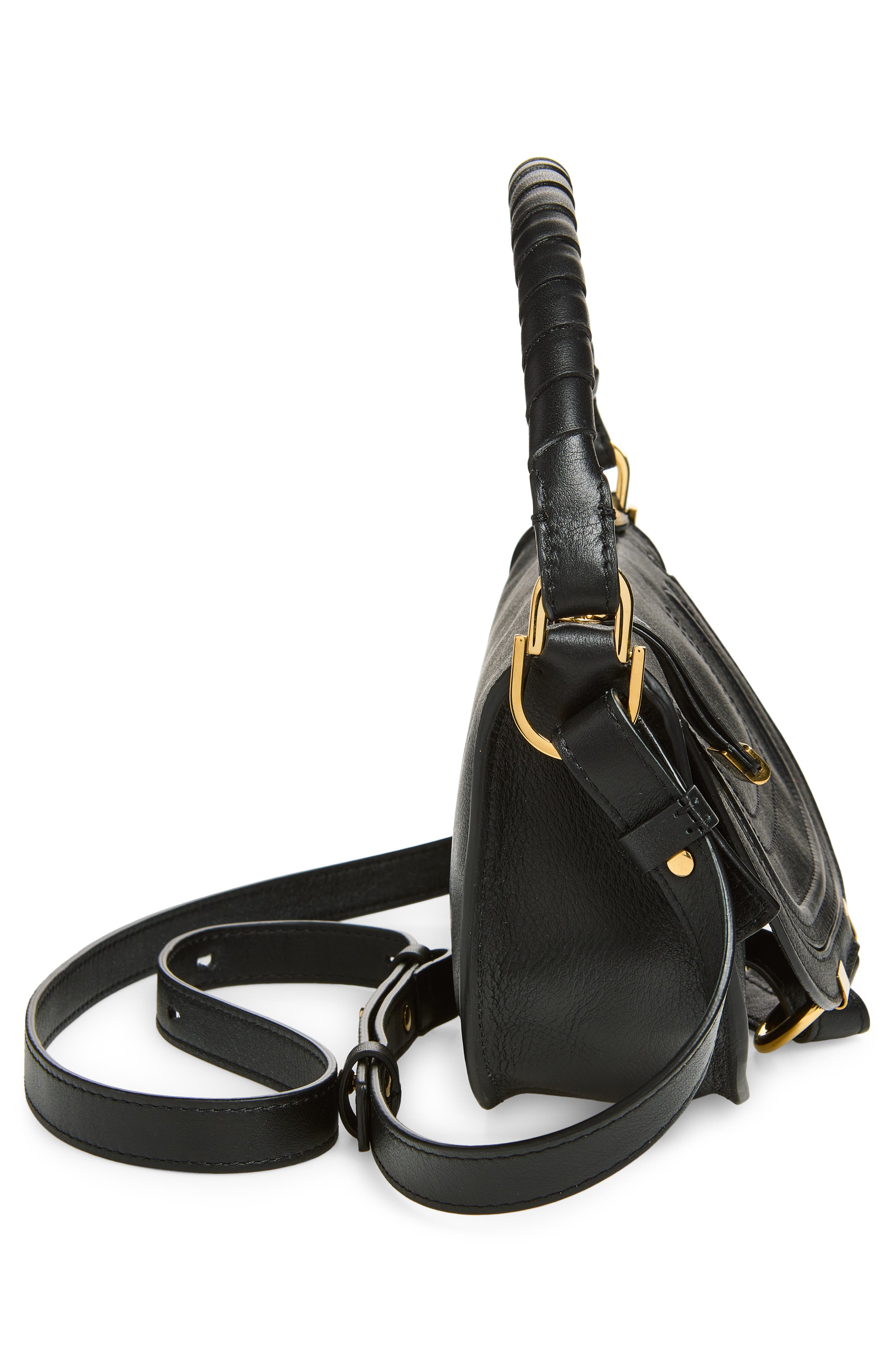 Chloé Mini Marcie Leather Camera Shoulder Bag, Alternate, color, Black